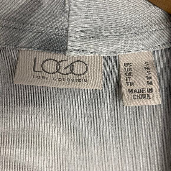 LOGO by Lori Goldstein Watercolor‎ Pocket Cardigan Women S Gray Boho Lagenlook - Picture 7 of 8